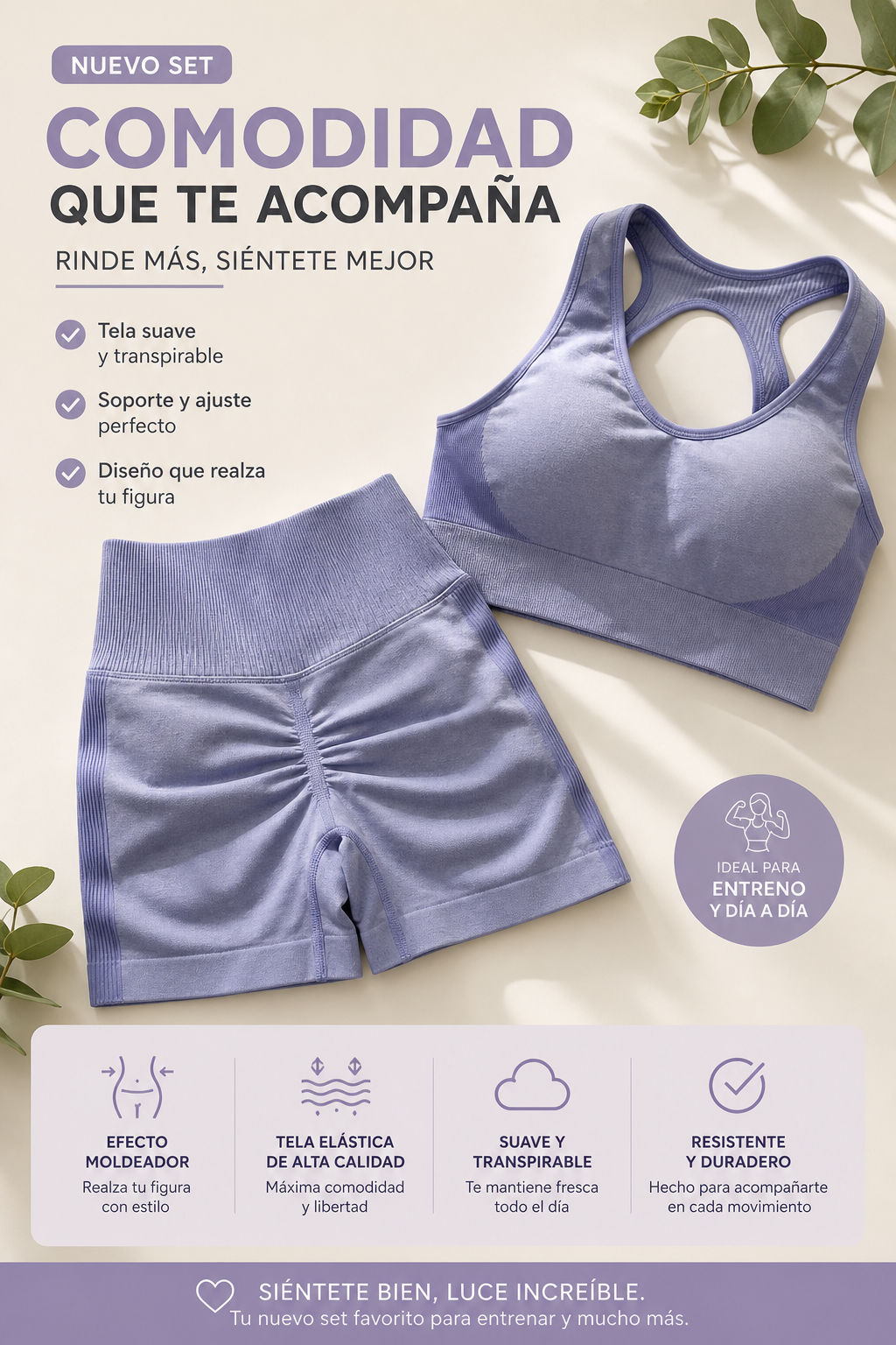 Set Deportivo Lila - Top + Shorts