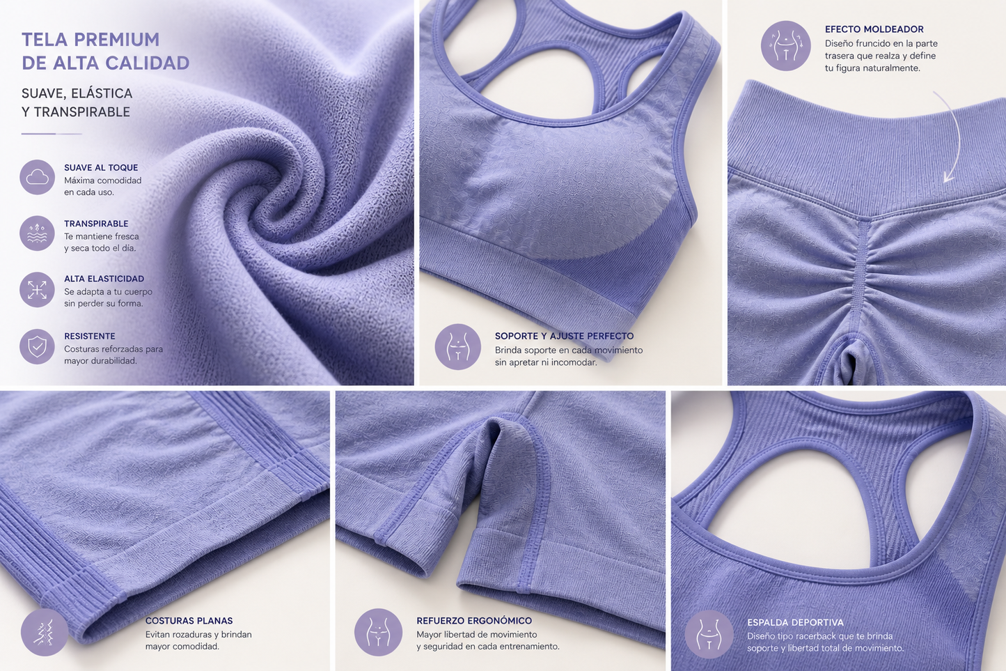 Set Deportivo Lila - Top + Shorts