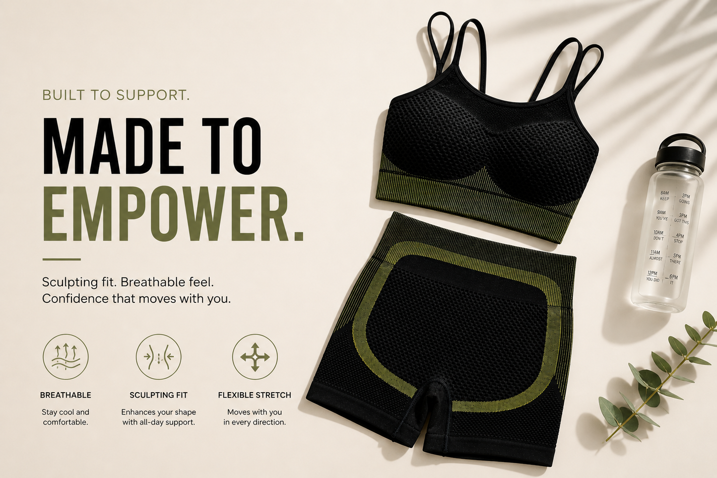 Set Deportivo Negro - Top + Shorts