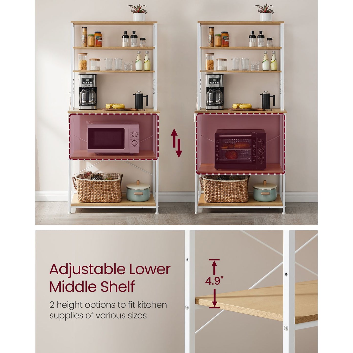 Bakers Rack for Kitchen with Storage