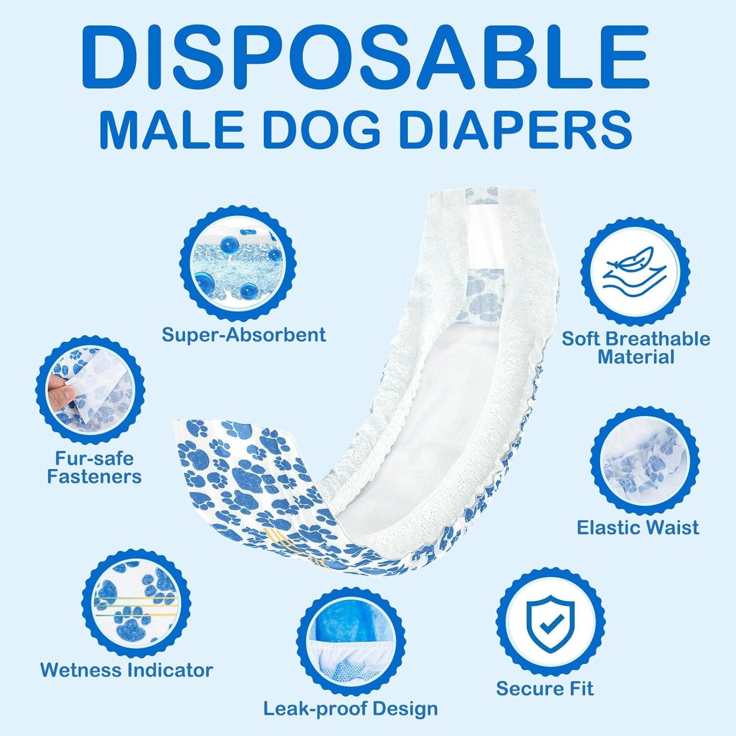 Male Dog Diapers 60 Count Disposable Belly Bands Leakproof Absorbent